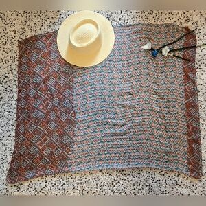 Infinity scarf. Sheer. Pink & blue sugar skull and geometric print.